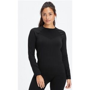 Fabletics Sync Black Seamless Mesh Activewear Long Sleeve Top Large